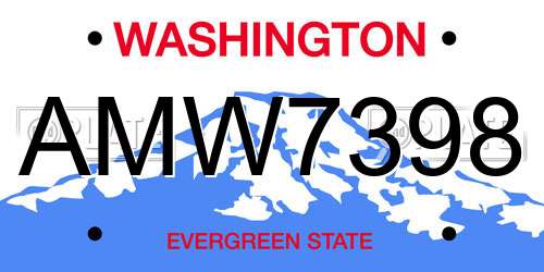 AMW7398 Washington License Plate