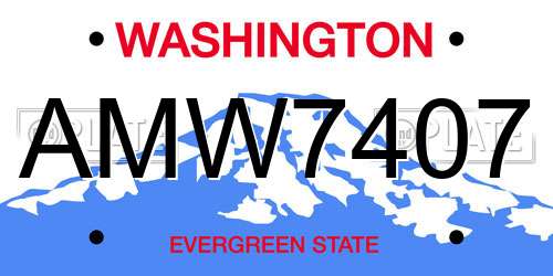 AMW7407 Washington License Plate