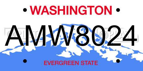 AMW8024 Washington License Plate