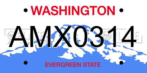 AMX0314 Washington License Plate