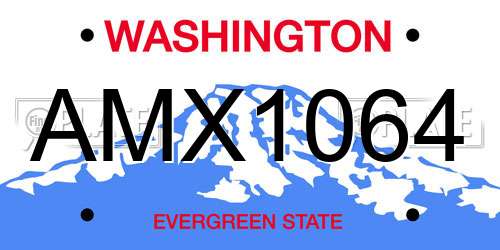 AMX1064 Washington License Plate