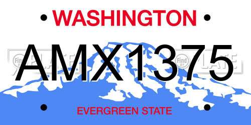 AMX1375 Washington License Plate