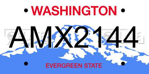 AMX2144 Washington License Plate
