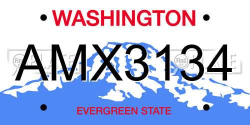 AMX3134 Washington License Plate