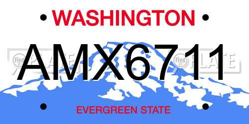 AMX6711 Washington License Plate