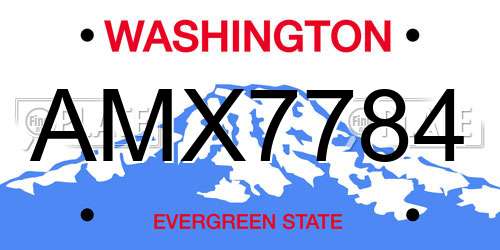 AMX7784 Washington License Plate