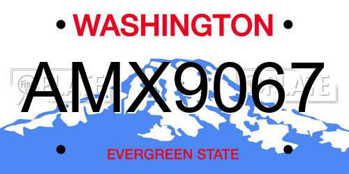 AMX9067 Washington License Plate