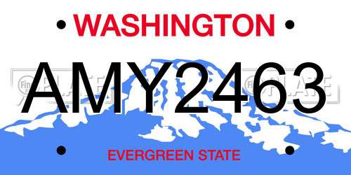 AMY2463 Washington License Plate