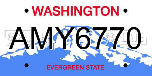 AMY6770 Washington License Plate