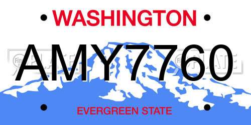 AMY7760 Washington License Plate
