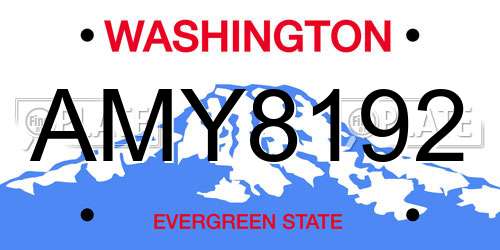 AMY8192 Washington License Plate
