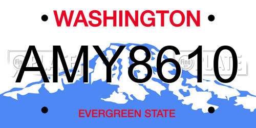 AMY8610 Washington License Plate