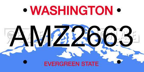 AMZ2663 Washington License Plate