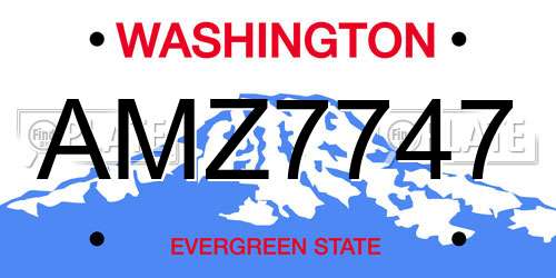 AMZ7747 Washington License Plate