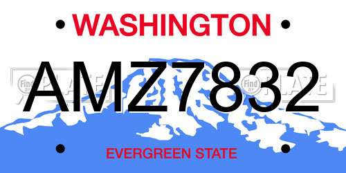 AMZ7832 Washington License Plate