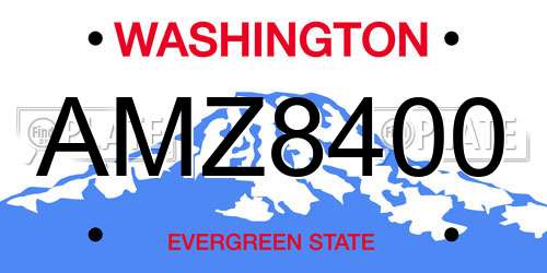 AMZ8400 Washington License Plate