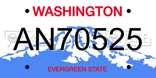 AN70525 Washington License Plate