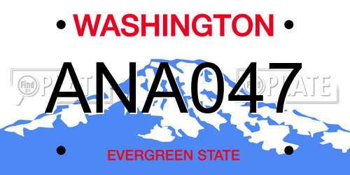 ANA047 Washington License Plate