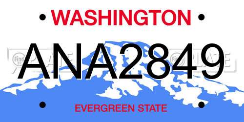 ANA2849 Washington License Plate