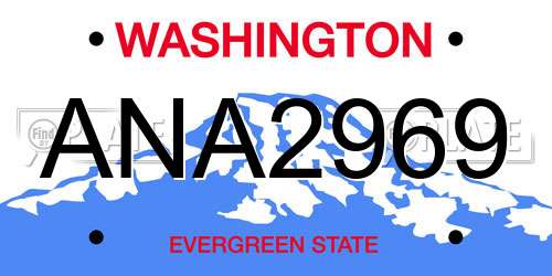 ANA2969 Washington License Plate