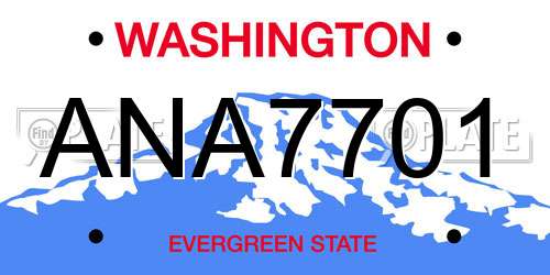 ANA7701 Washington License Plate