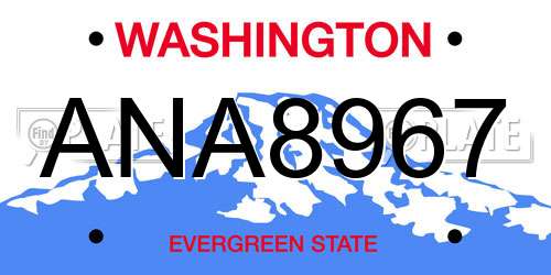 ANA8967 Washington License Plate