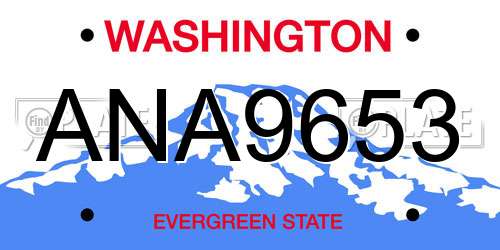 ANA9653 Washington License Plate