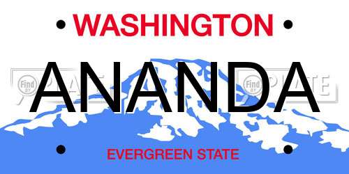 ANANDA Washington License Plate