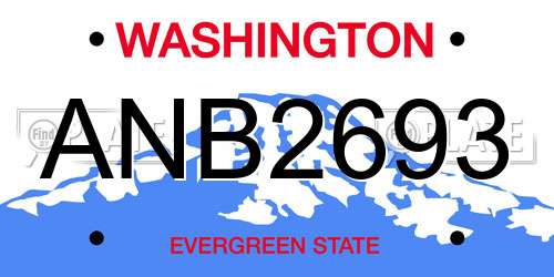ANB2693 Washington License Plate