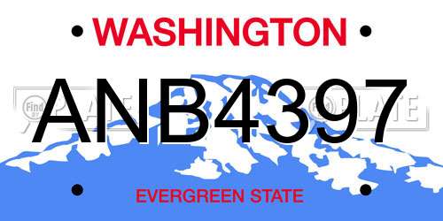 ANB4397 Washington License Plate