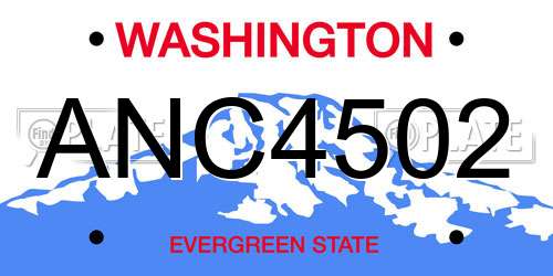 ANC4502 Washington License Plate