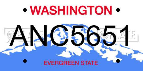 ANC5651 Washington License Plate