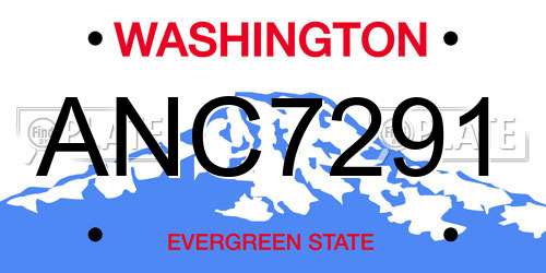 ANC7291 Washington License Plate
