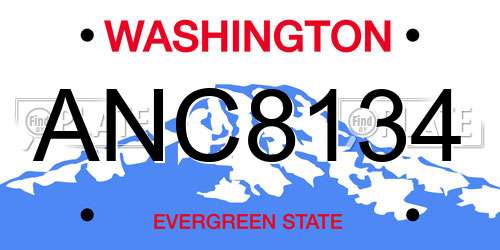 ANC8134 Washington License Plate