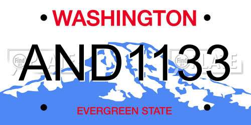AND1133 Washington License Plate