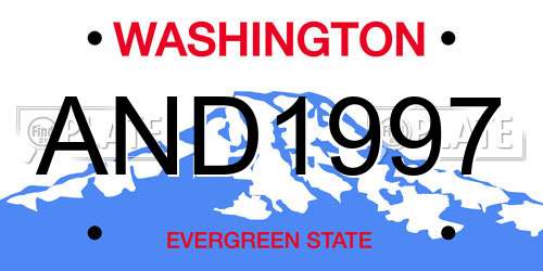 AND1997 Washington License Plate