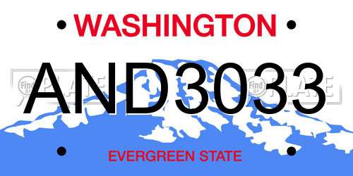 AND3033 Washington License Plate