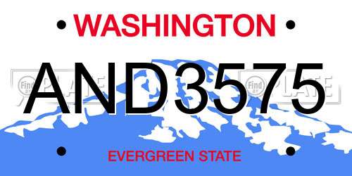 AND3575 Washington License Plate