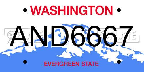 AND6667 Washington License Plate