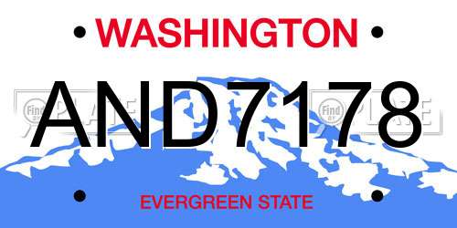 AND7178 Washington License Plate