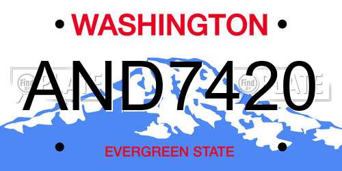 AND7420 Washington License Plate