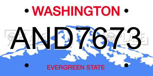 AND7673 Washington License Plate