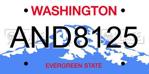 AND8125 Washington License Plate