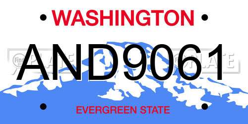 AND9061 Washington License Plate