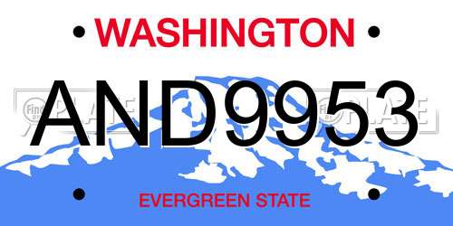 AND9953 Washington License Plate