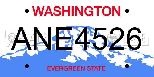 ANE4526 Washington License Plate