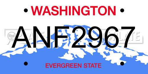 ANF2967 Washington License Plate