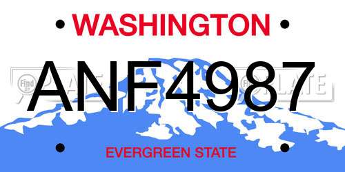 ANF4987 Washington License Plate