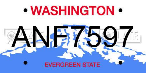 ANF7597 Washington License Plate