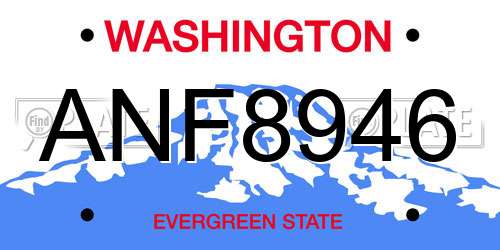 ANF8946 Washington License Plate